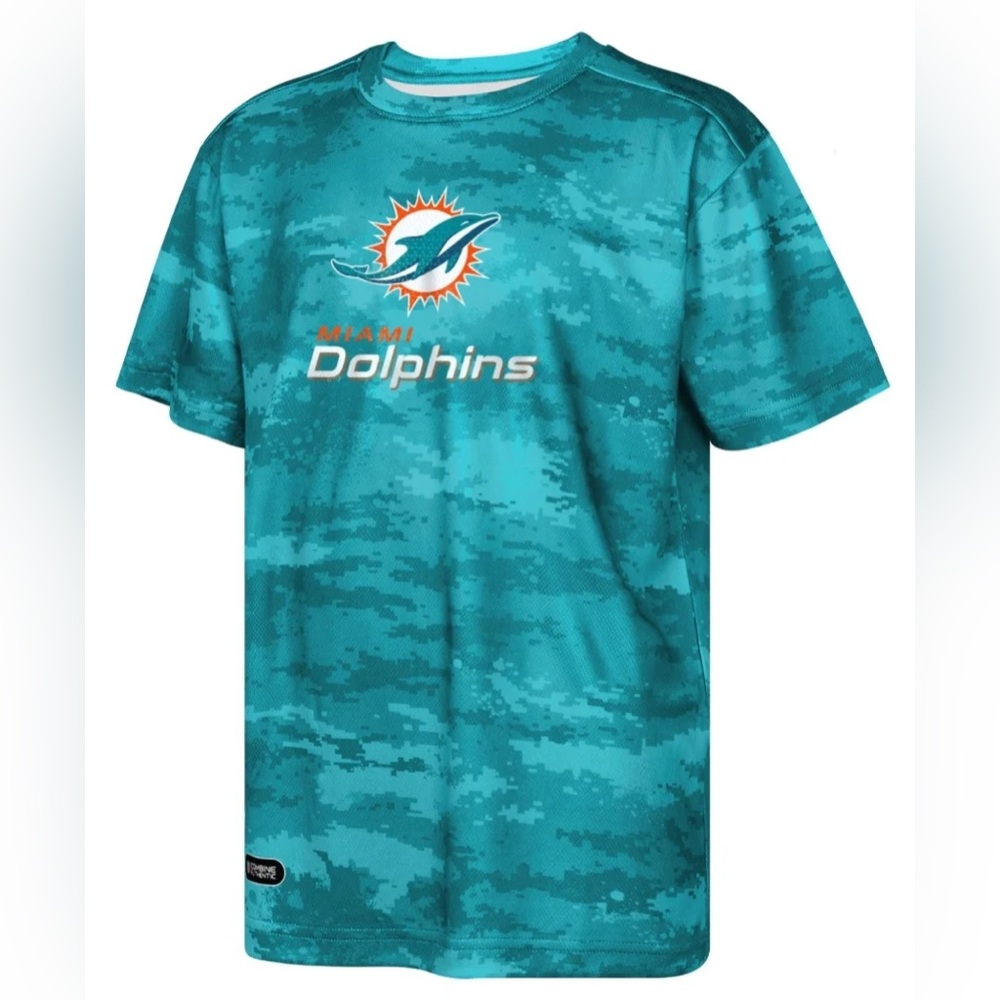 Miami Dolphins Stadium Scrimmage Sublimated T-Shirt - Aqua NWT L‎ 14/16
